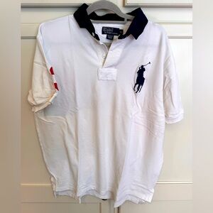 Ralph Lauren Men's White Polo Shirt with Navy Accents